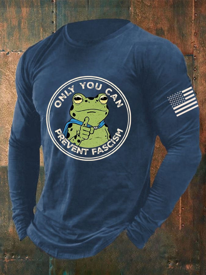 Men's Frog ONLY YOU CAN PREVENT FASCIS Print Casual T-Shirt