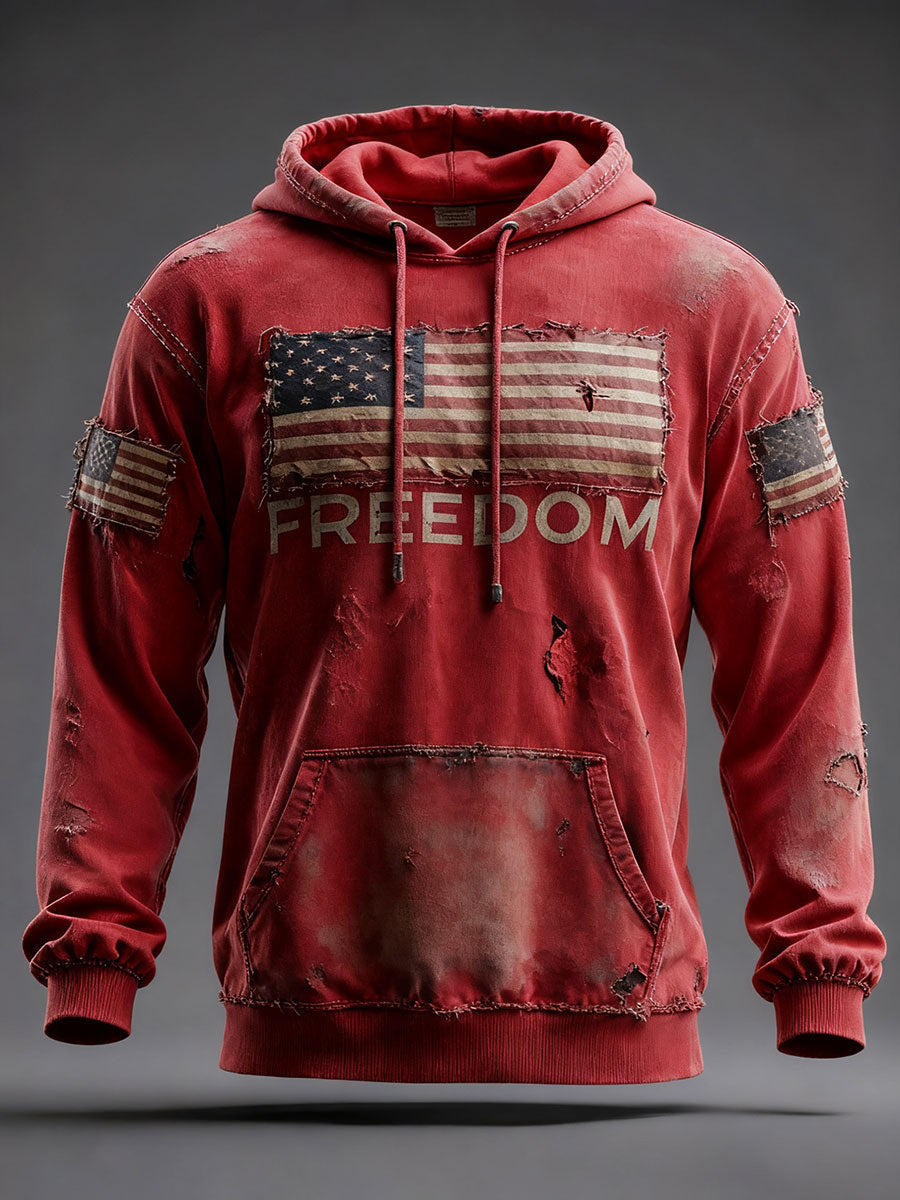 Men's Freedom Printed Casual Hoodie