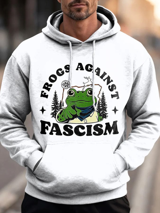 Men's Casual Retro Print Long Sleeve Hooded Sweatshirt