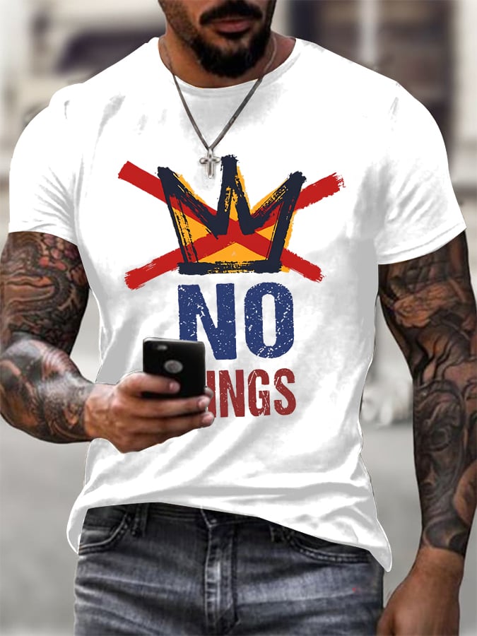 Men's No KINGS Retro Graphic Print T-Shirt