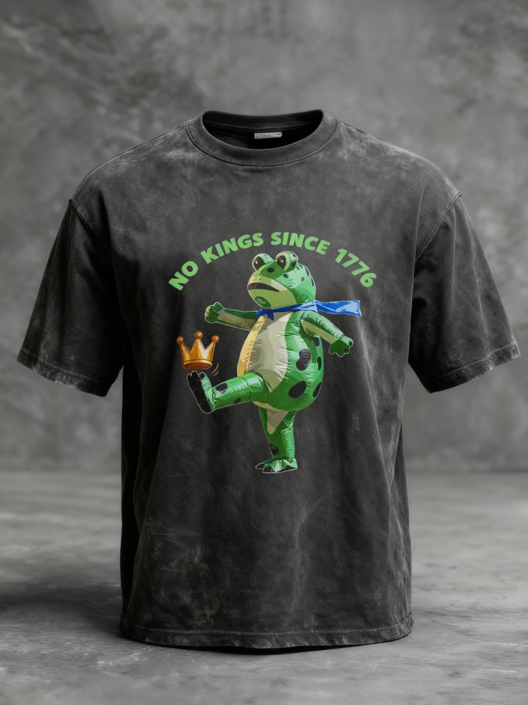 Portland Frog Resist “No King Since 1776” Retro Printed T-shirt