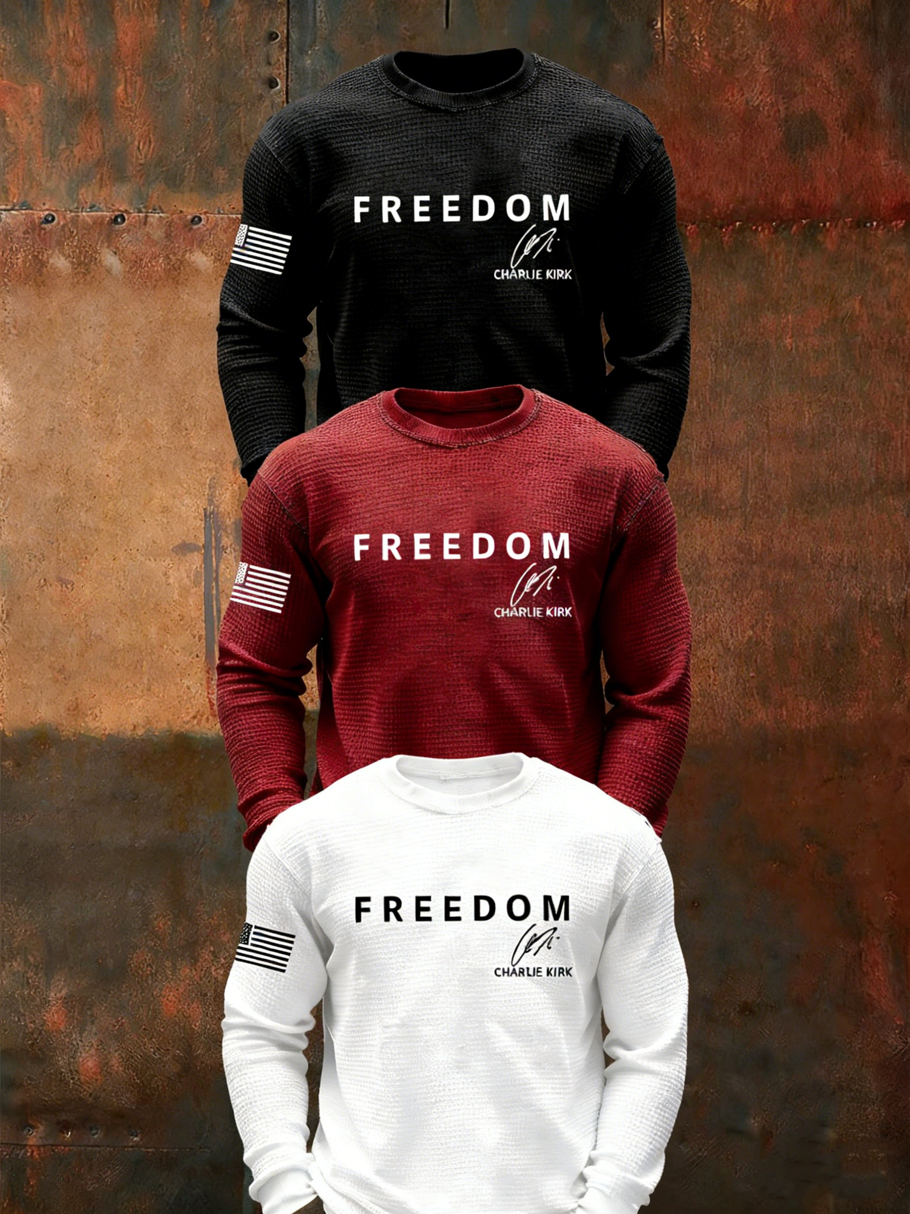 Men's Freedom Is Not Free R.I.P Charlie Kirk Waffle Long Sleeve T-Shirt
