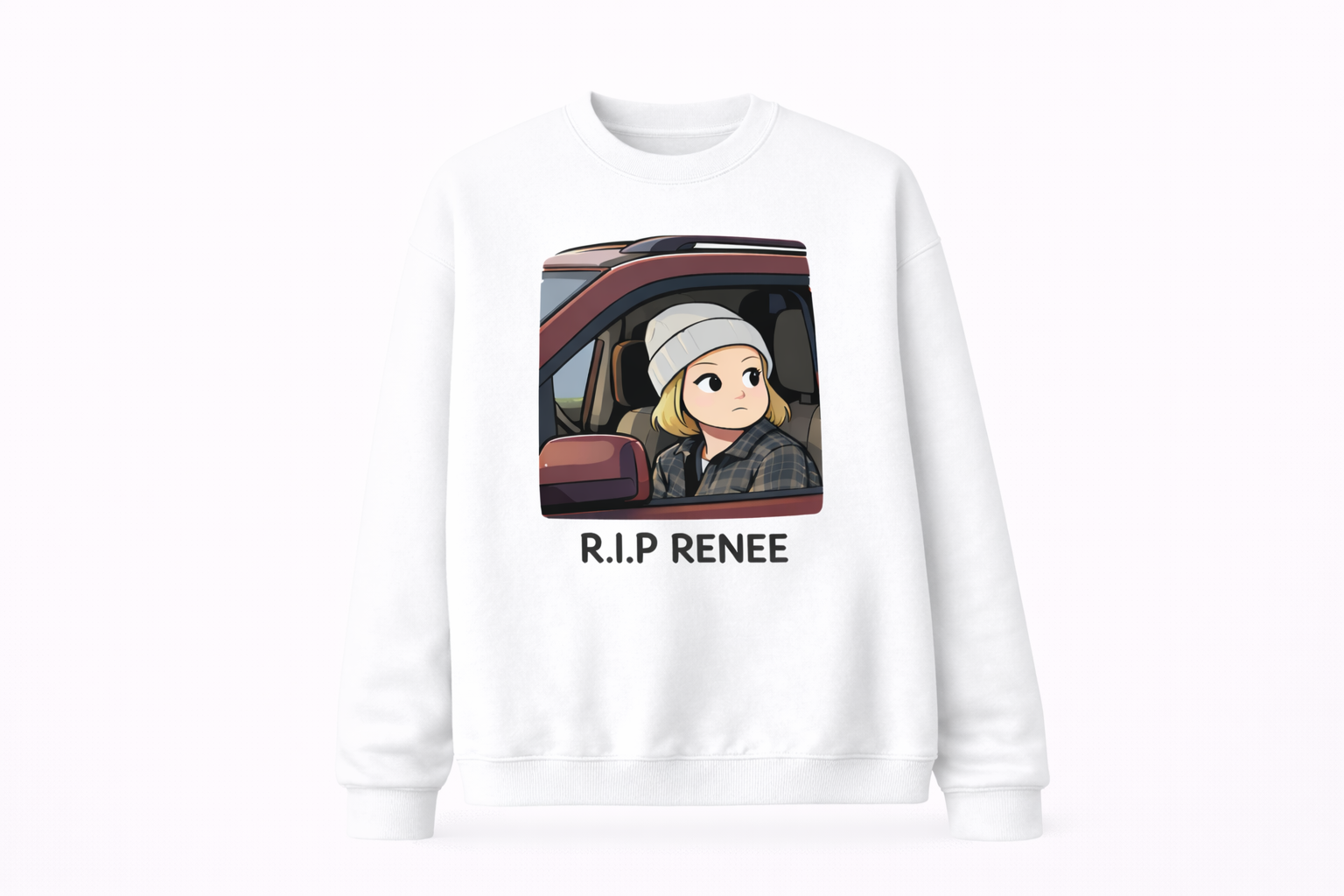 Casual Everyday Cotton-Feeling Crewneck Sweatshirt with R.I.P RENEE Graphic Print