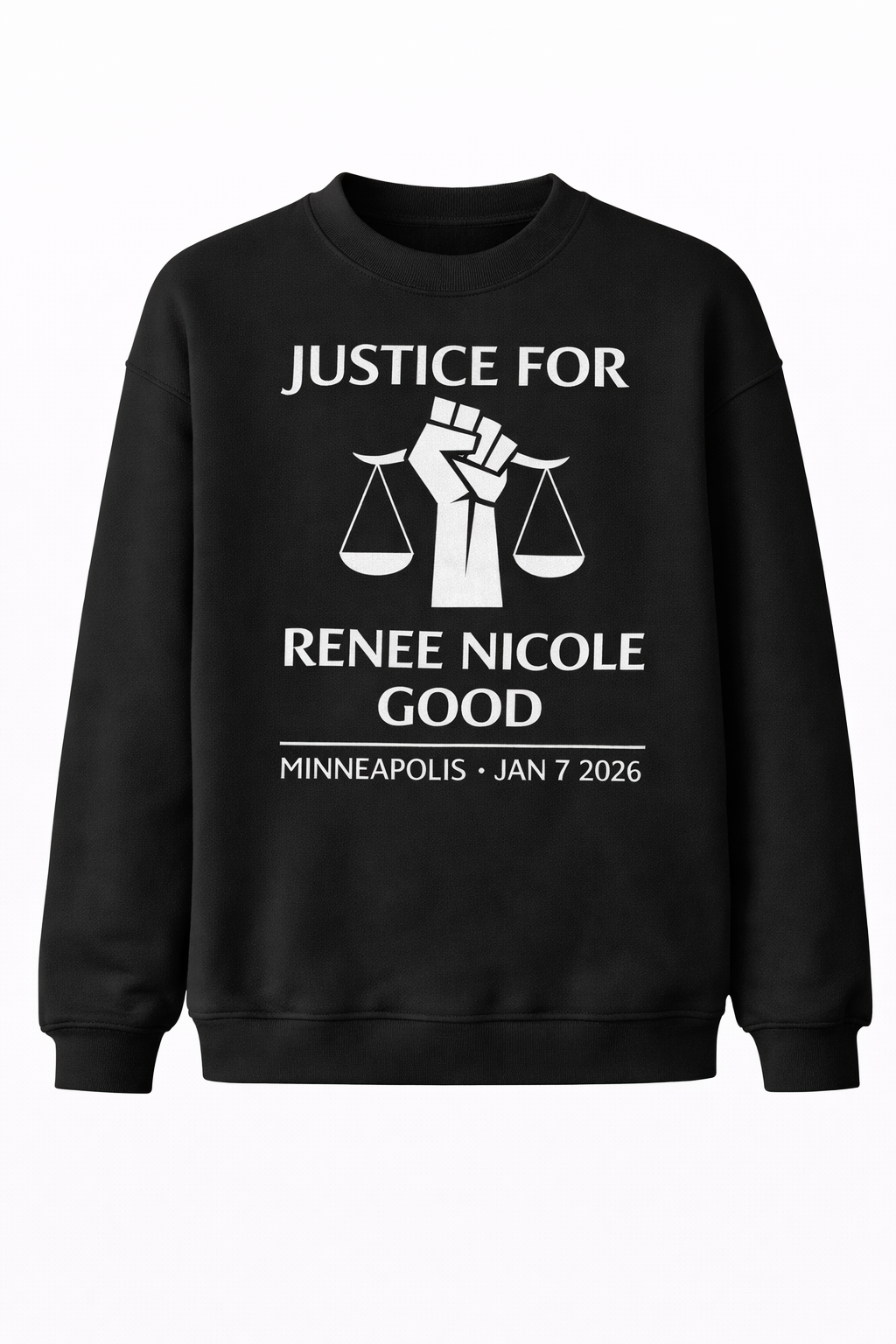 JUSTICE FOR RENEE NICOLE GOOD Fist & Scales Graphic Sweatshirt - Imitation Cotton Casual Round Neck Regular Fit Top