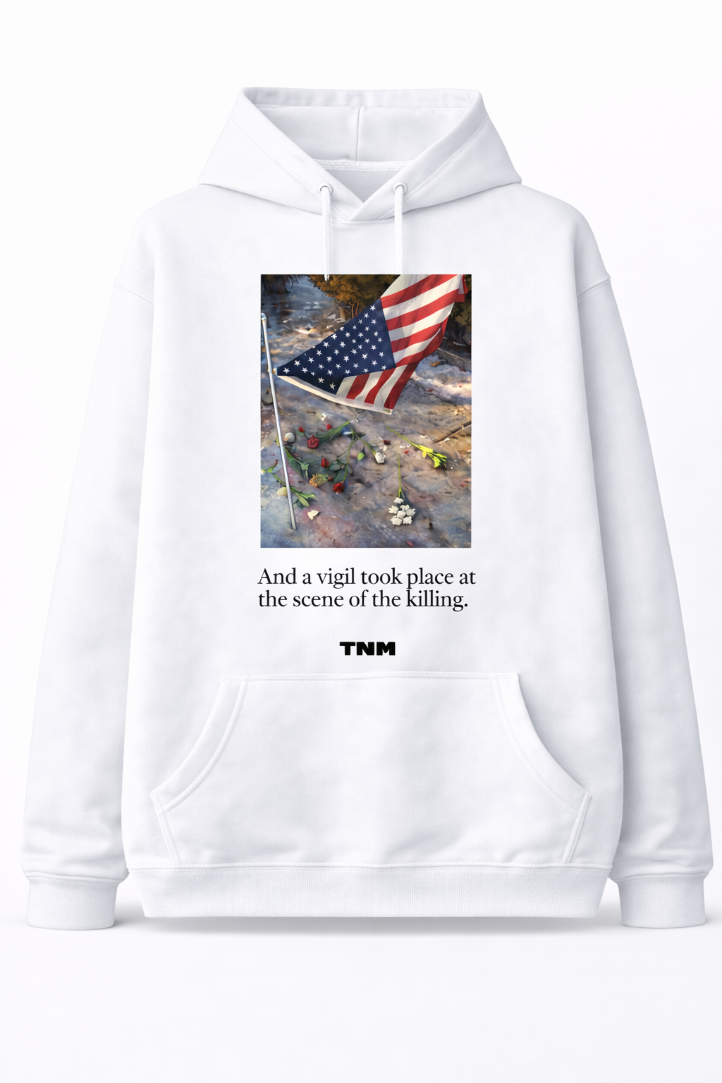 Justice for Renee Nicole Good American Flag Vigil Scene Hoodie - Black Social Justice Commemorative Pullover