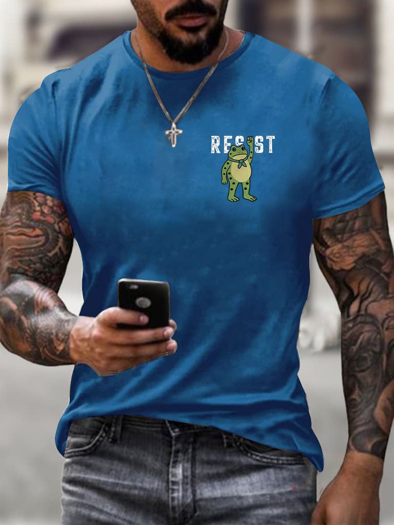 Men's  Resist Frog Printed Casual T-shirt