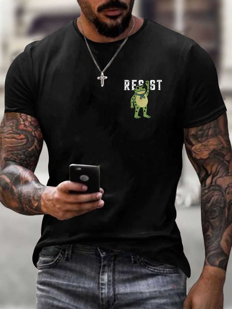 Men's  Resist Frog Printed Casual T-shirt