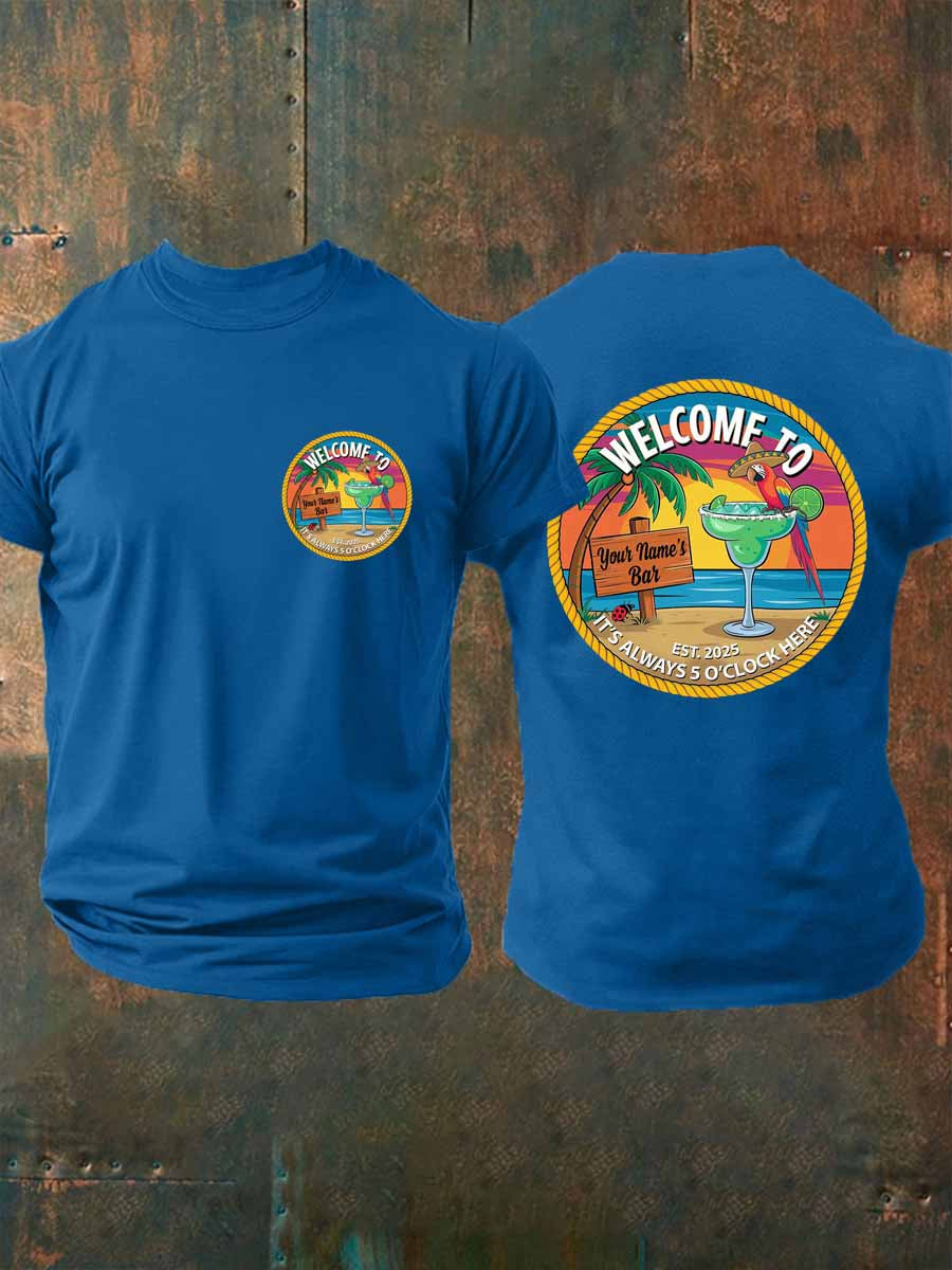 Men's  Jimmy Buffett Day imitation cotton short-sleeved T-shirt