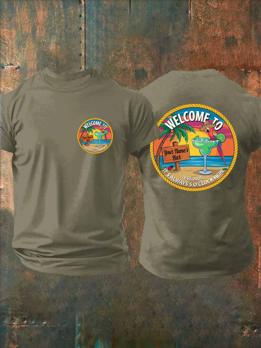 Men's  Jimmy Buffett Day imitation cotton short-sleeved T-shirt