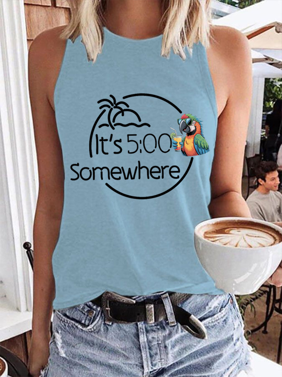 Women's It‘s 5 O'clock Somewhere Parrot Print Casual Vest