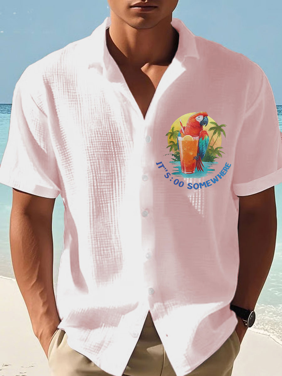 Men's Jimmy Buffett Day Printed Short Sleeve Shirt
