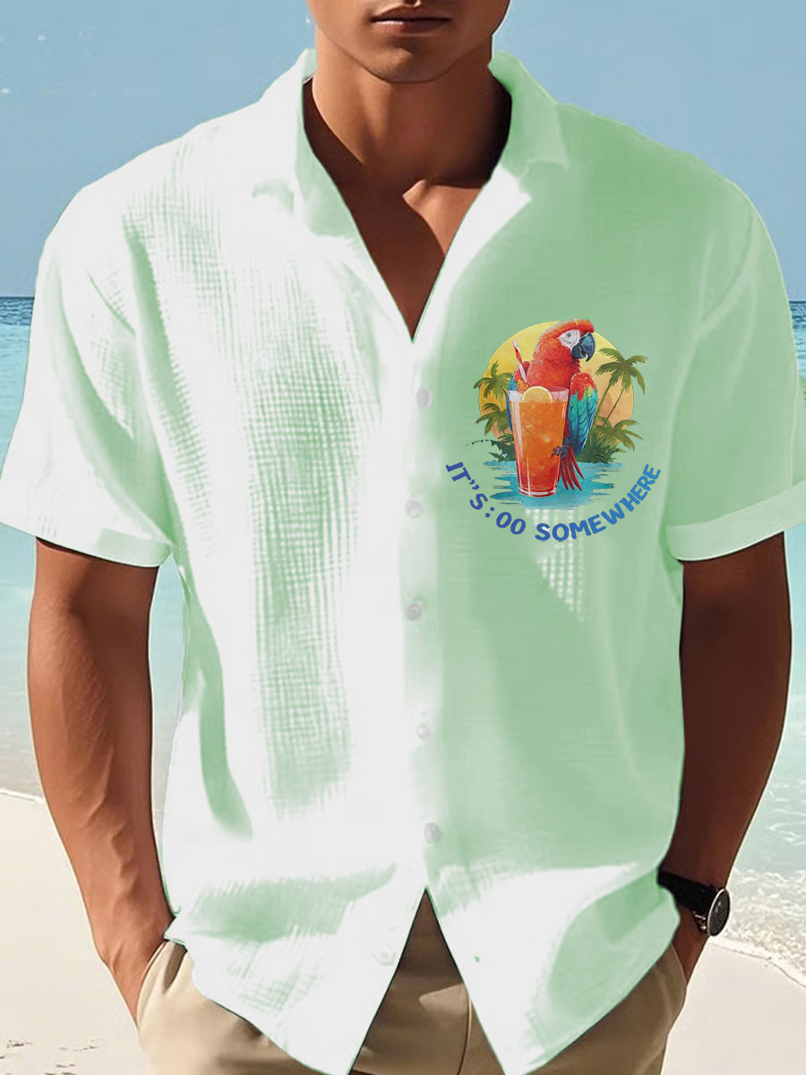 Men's Jimmy Buffett Day Printed Short Sleeve Shirt