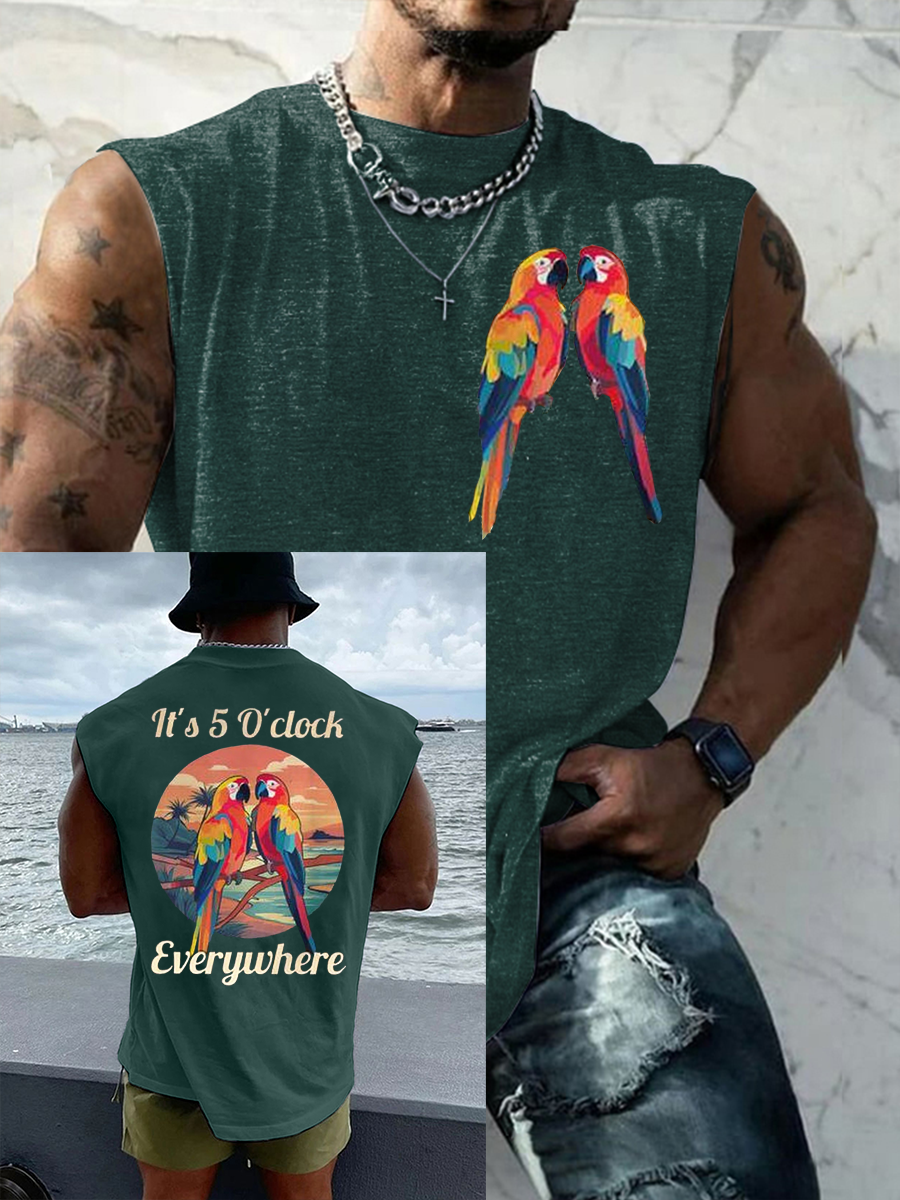 Men's It‘s 5 O'clock Everywhere Print Casual Vest