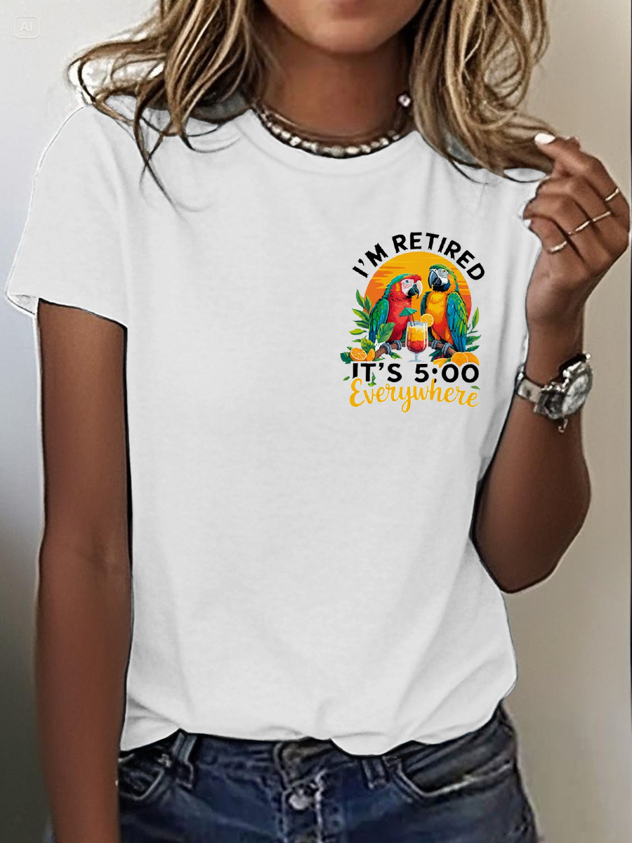 Women's It‘s 5 O'clock Everywhere Print Casual Short Sleeve T-Shirt