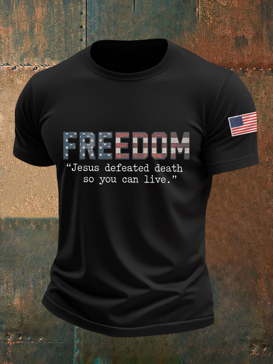 Men's Freedom Turning Point USA, Jesus Defeated Death So You Can Live R.I.P Charlie Kirk Tee