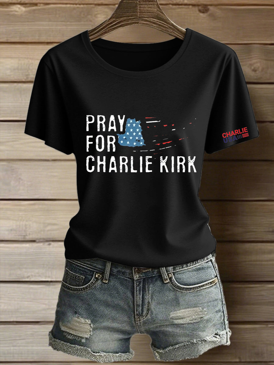Women's Charlie Kirk Freedom Printed Vintage Fashion Loose Short Sleeve T-Shirt