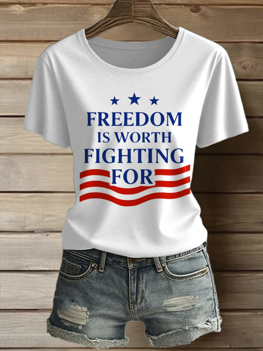 Women's Charlie Kirk Freedom Printed Vintage Fashion Loose Short Sleeve T-Shirt