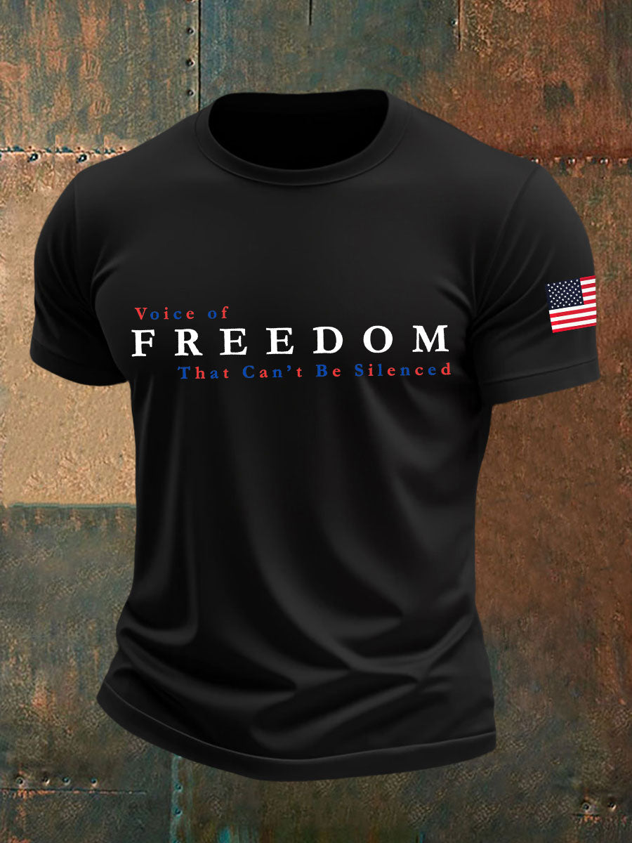 Men's Voice of Freedom Printed Casual T-shirt