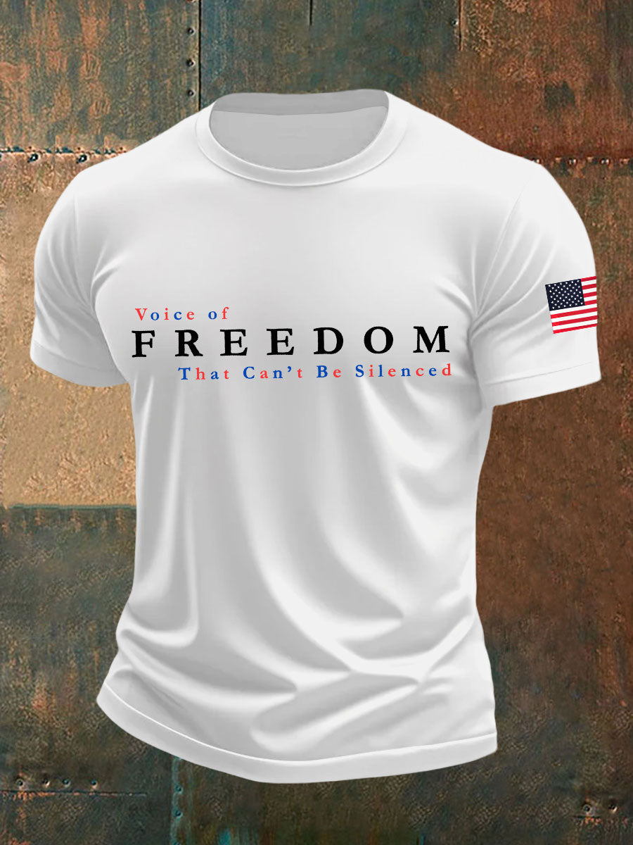 Men's Voice of Freedom Printed Casual T-shirt