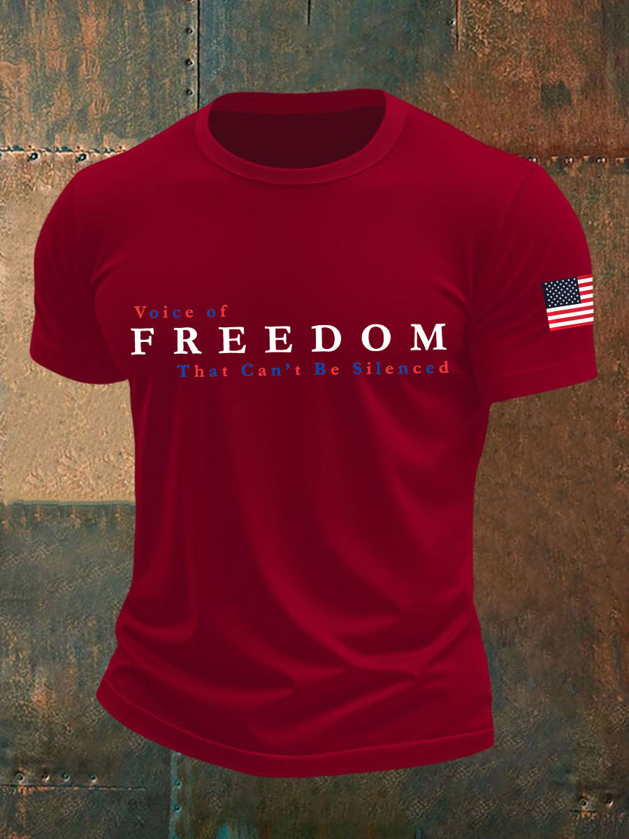 Men's Voice of Freedom Printed Casual T-shirt