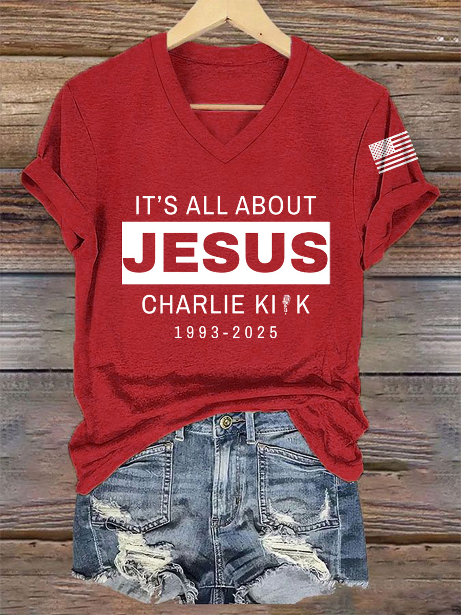 Women's It's All About Jesus R.I.P Charlie Kirk Tee