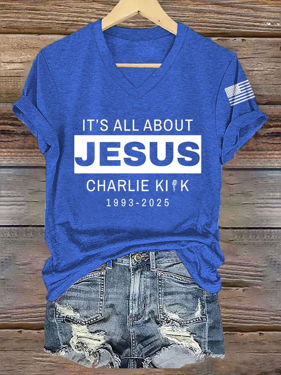 Women's It's All About Jesus R.I.P Charlie Kirk Tee
