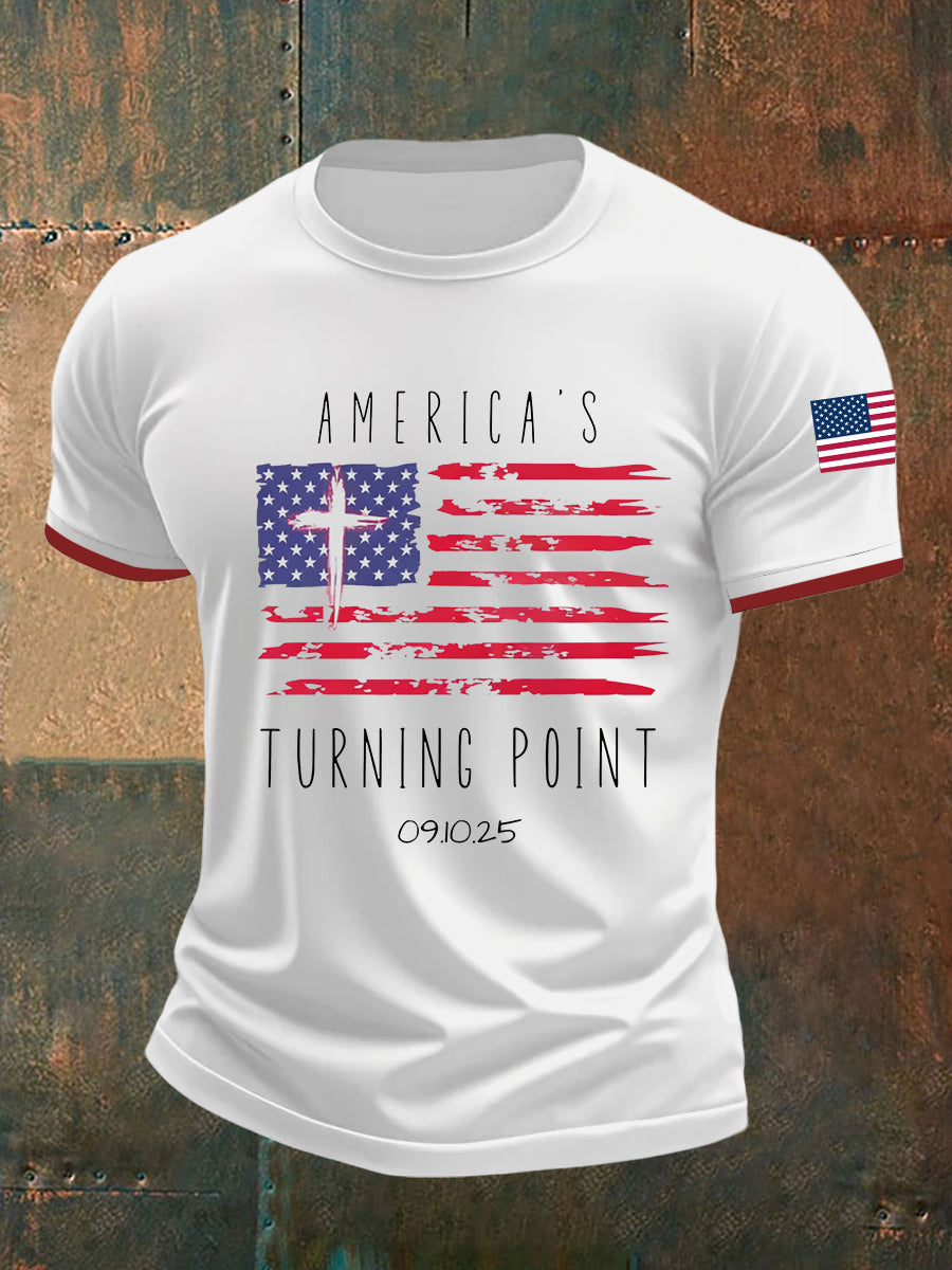Men's Turning Point Flag Cross Short Sleeves T-shirt