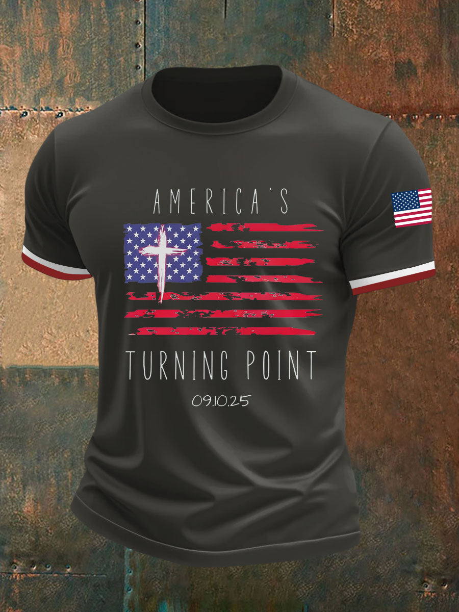 Men's Turning Point Flag Cross Short Sleeves T-shirt