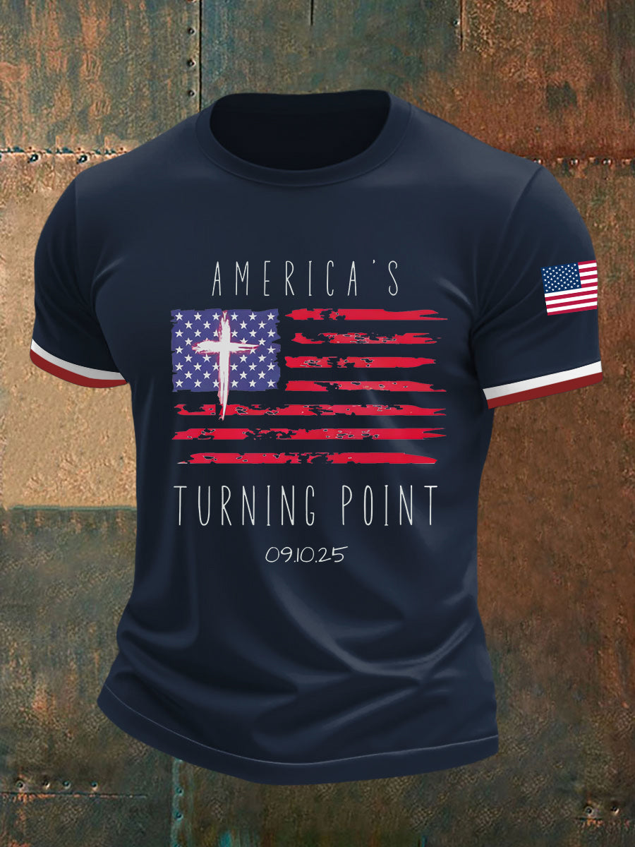 Men's Turning Point Flag Cross Short Sleeves T-shirt