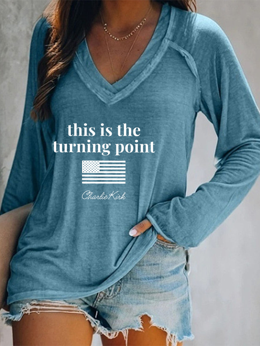 Women's patriotic  long sleeve t-shirt
