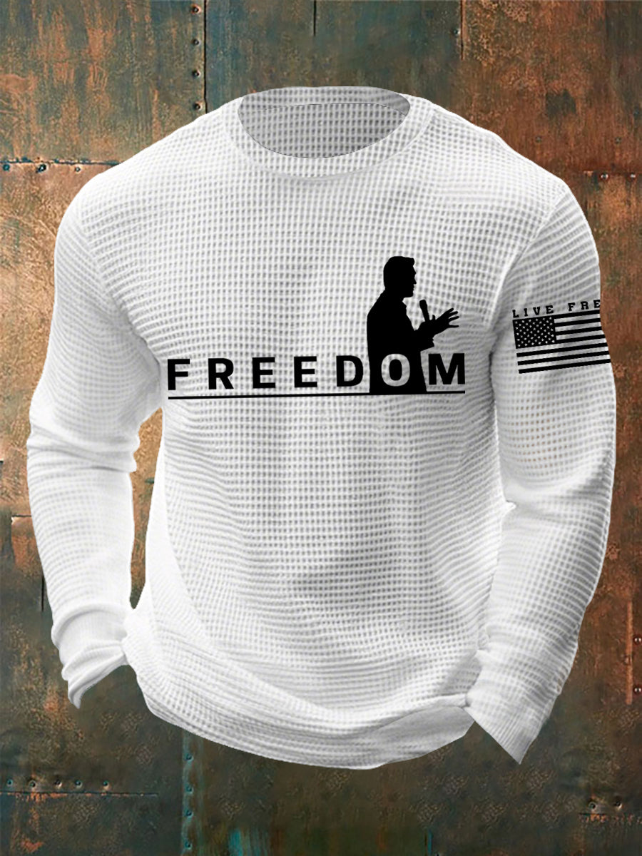 Men's Freedom Live Free Print Waffle Long Sleeve T-Shirt