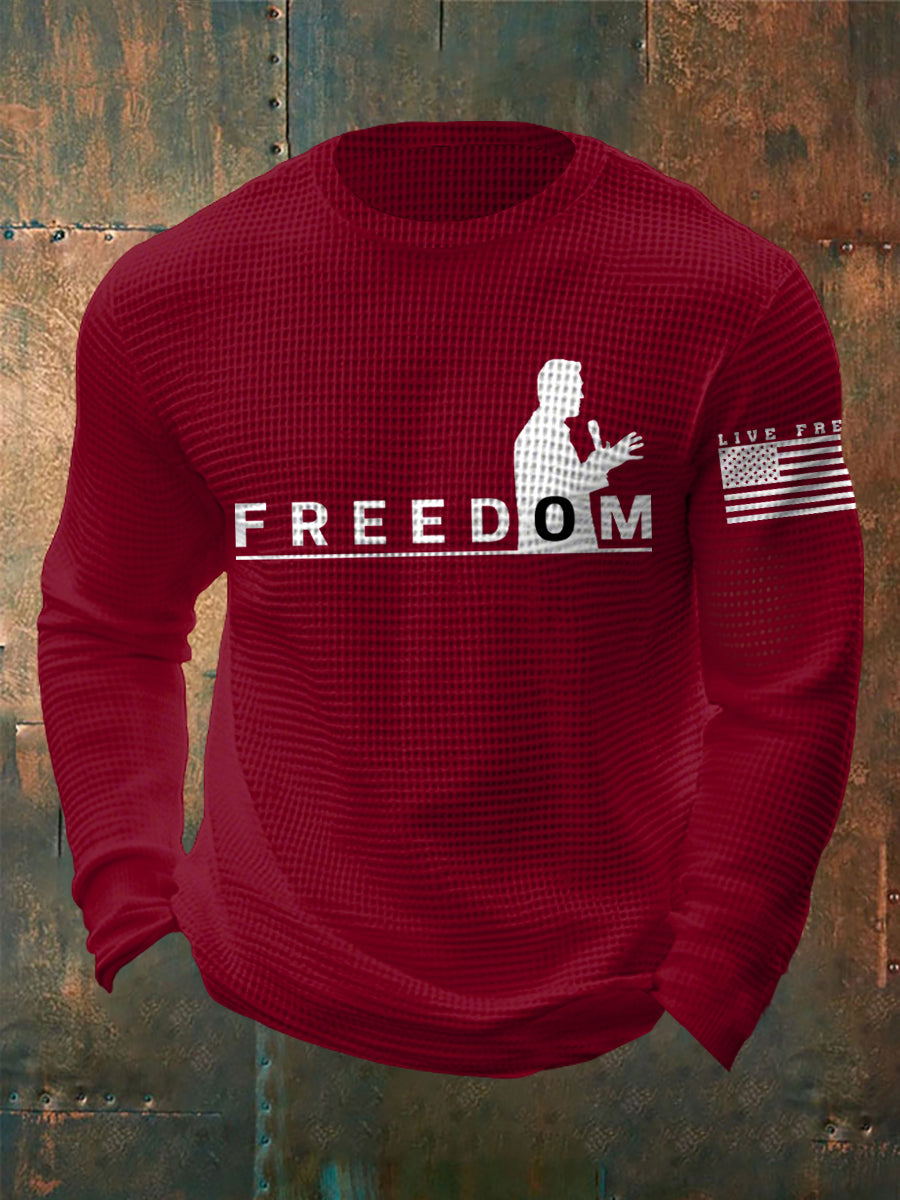 Men's Freedom Live Free Print Waffle Long Sleeve T-Shirt