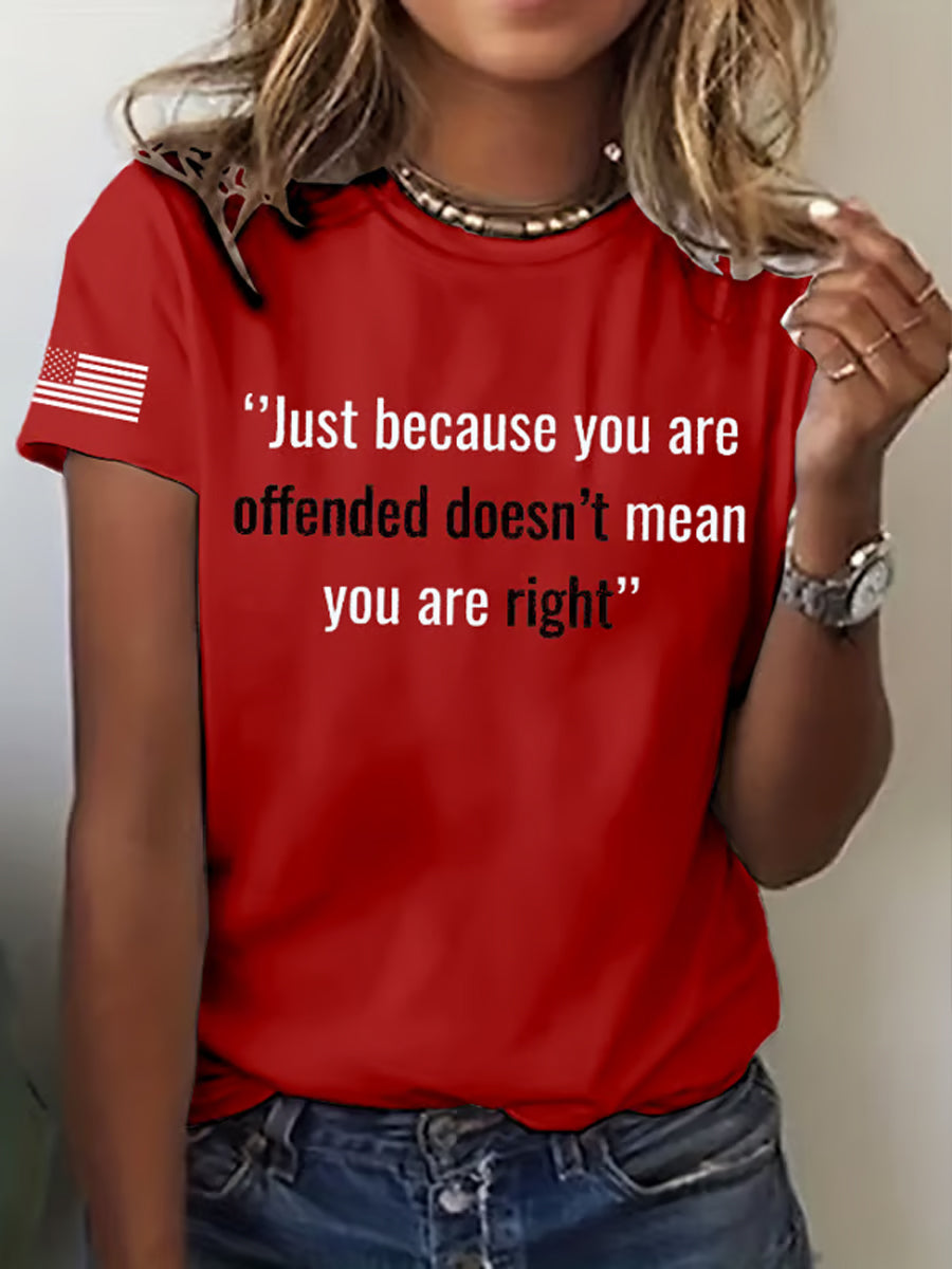 Women's Freedom American Flag Printed Commemorative T-shirt