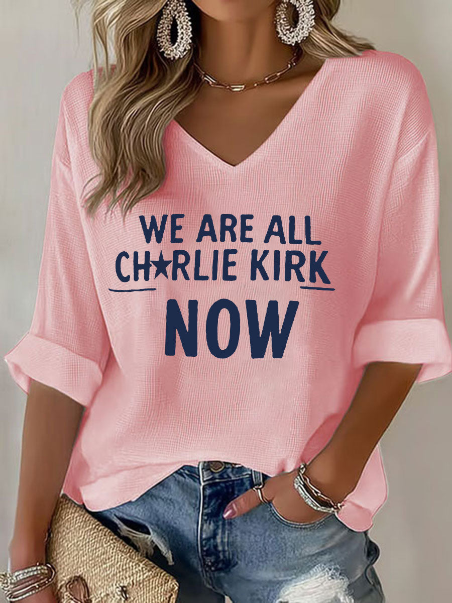 Women's Voice of Freedom Waffle Print Casual T-Shirt