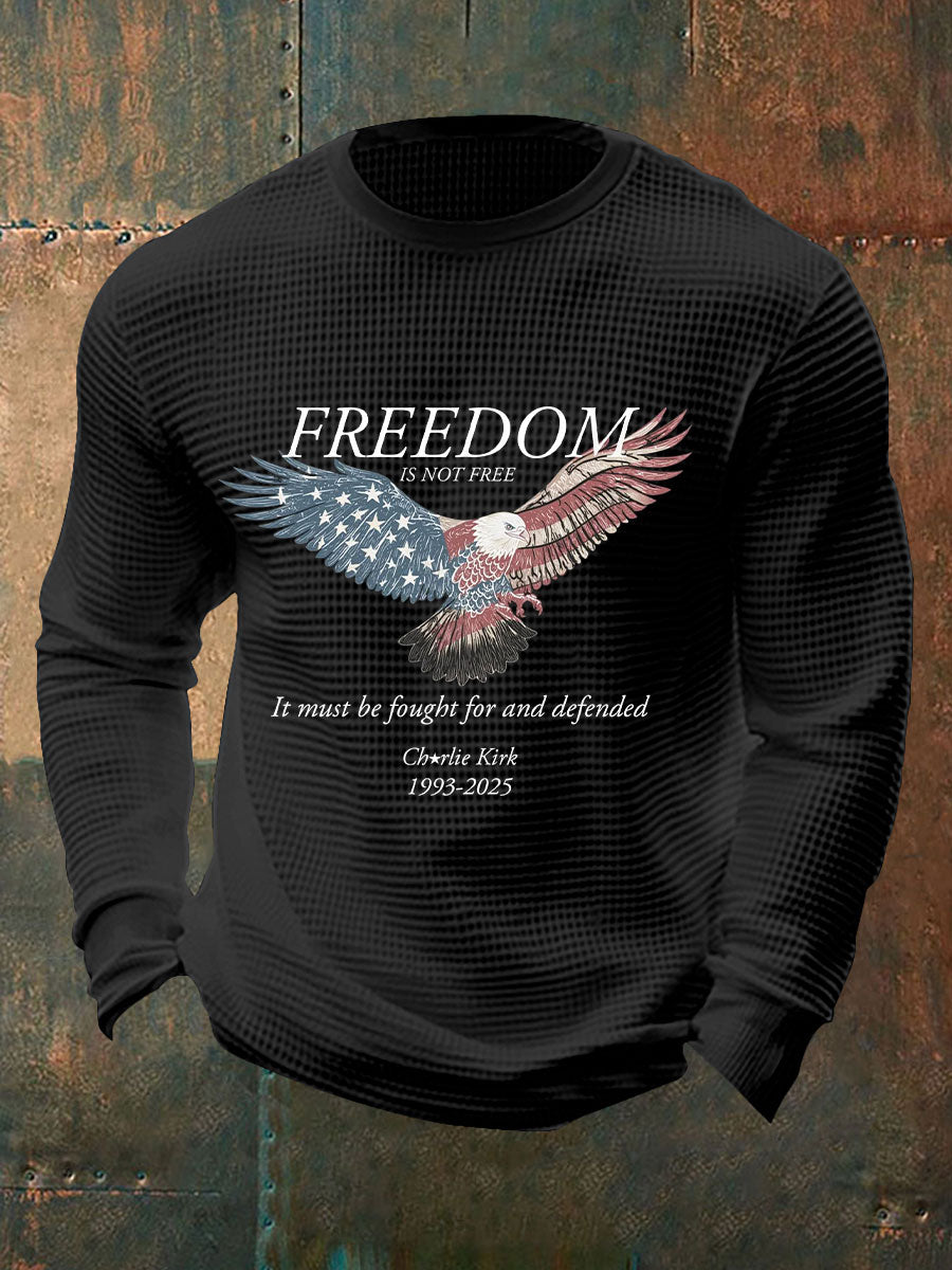 Men's Freedom Waffle Print Casual T-Shirt