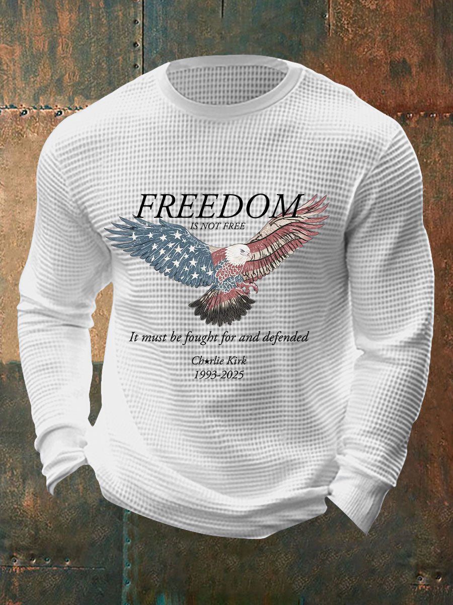Men's Freedom Waffle Print Casual T-Shirt