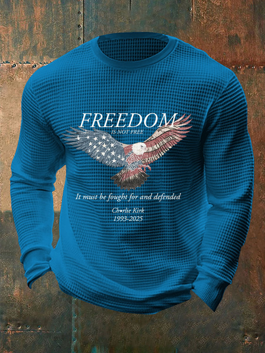 Men's Freedom Waffle Print Casual T-Shirt