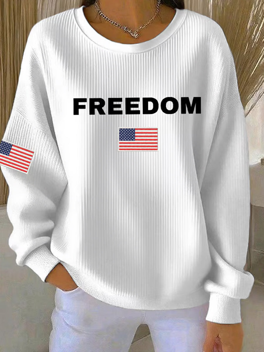 Women's Freedom Isn't Free American flag print casual sweatshirt