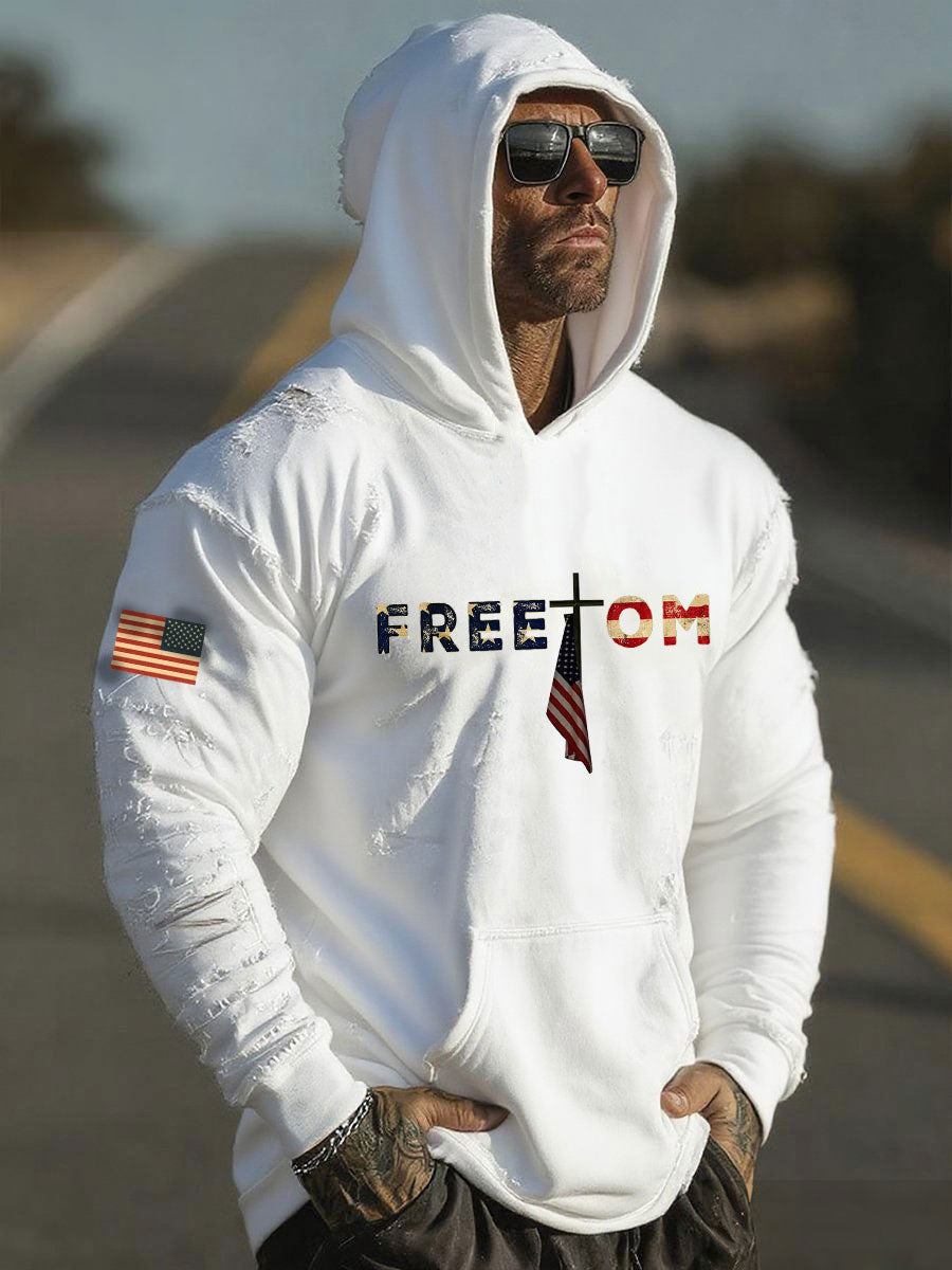 Men's Freedom Printed Casual Hoodie