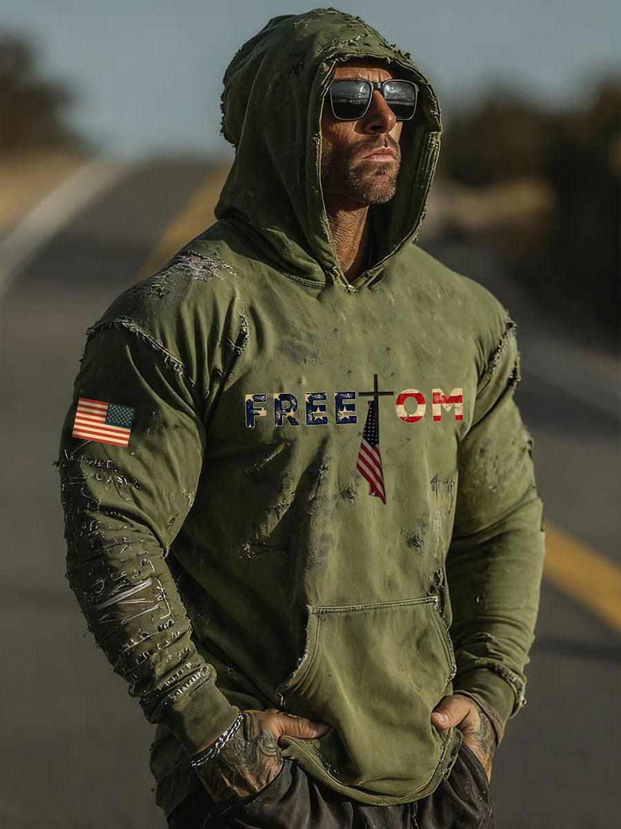 Men's Freedom Printed Casual Hoodie