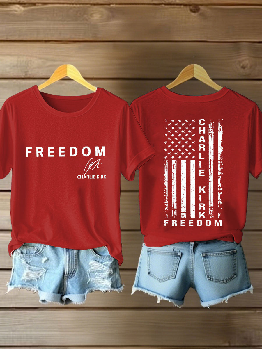 Women's Freedom Is Not Free This is the Turning Point R.I.P Charlie Kirk Print Short Sleeve T-Shirt
