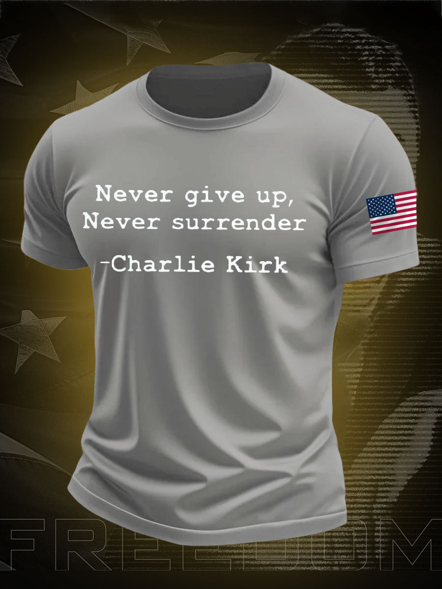 Men's Never Surrender Freedom True Patriot Printed T-shirt