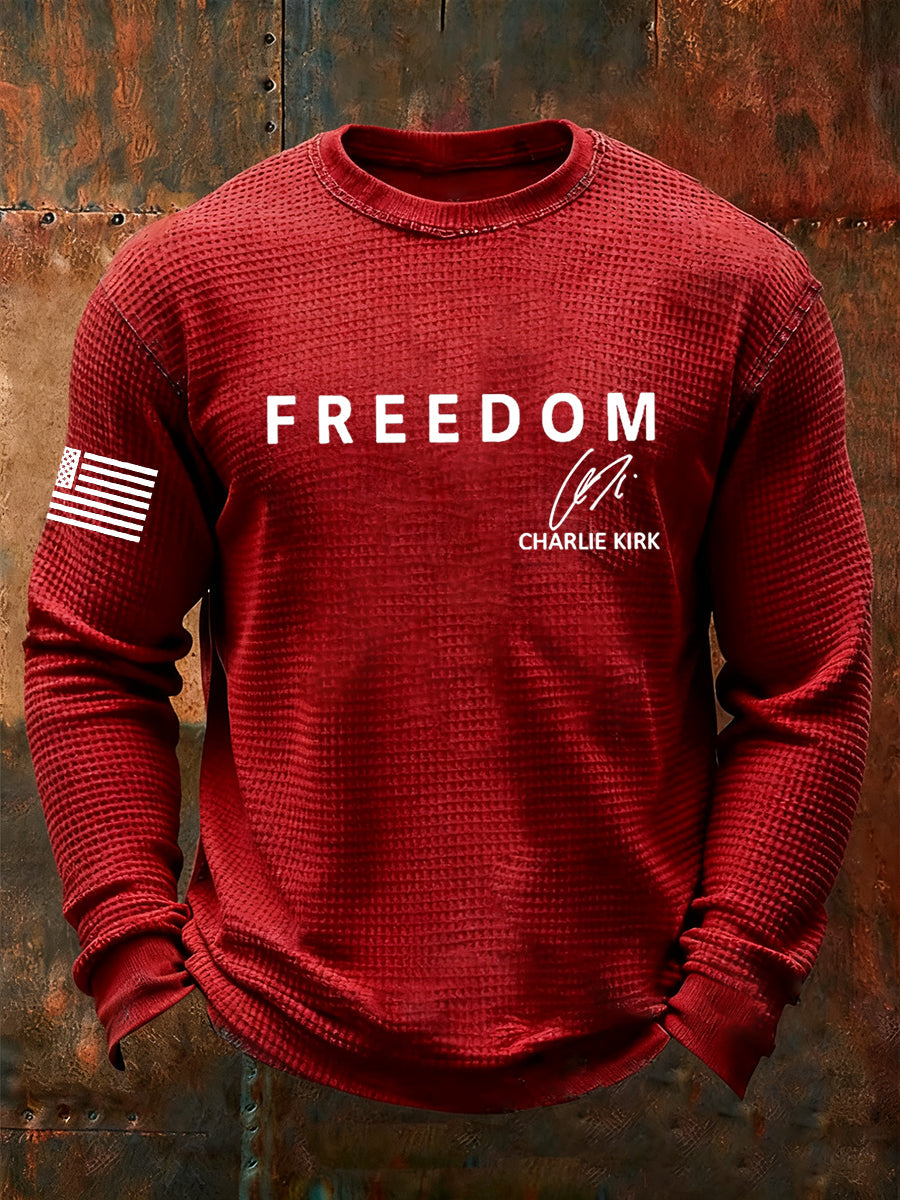 Men's Freedom Is Not Free R.I.P Charlie Kirk Waffle Long Sleeve T-Shirt