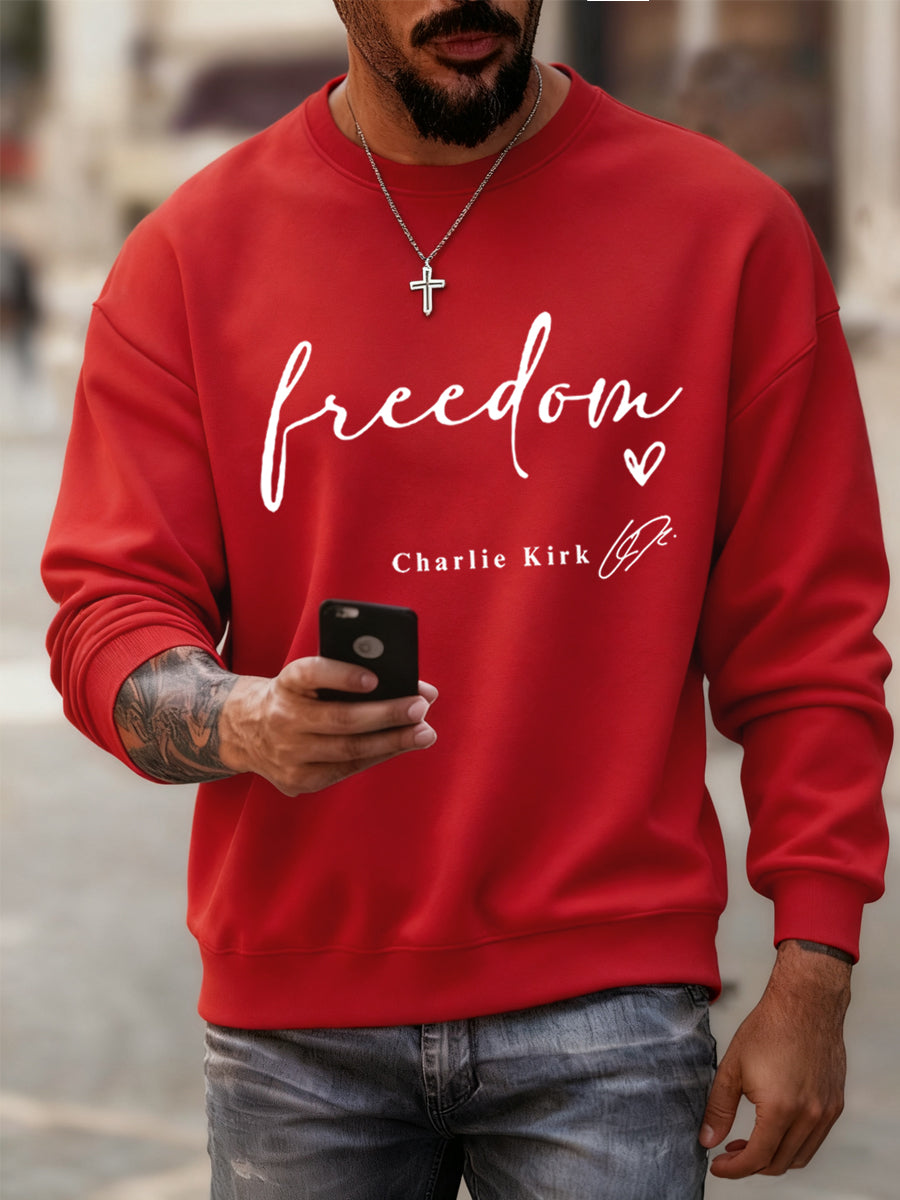 Men's Freedom Charlie Kirk USA Flag Print Sweatshirt