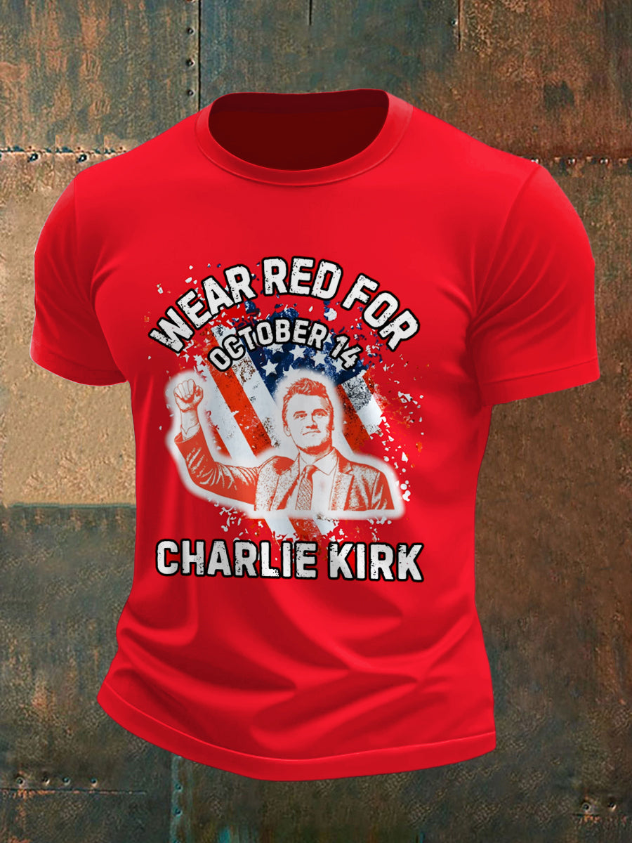 Men's Charlie Kirk Freedom Printed Vintage Fashion Loose Short Sleeve T-Shirt