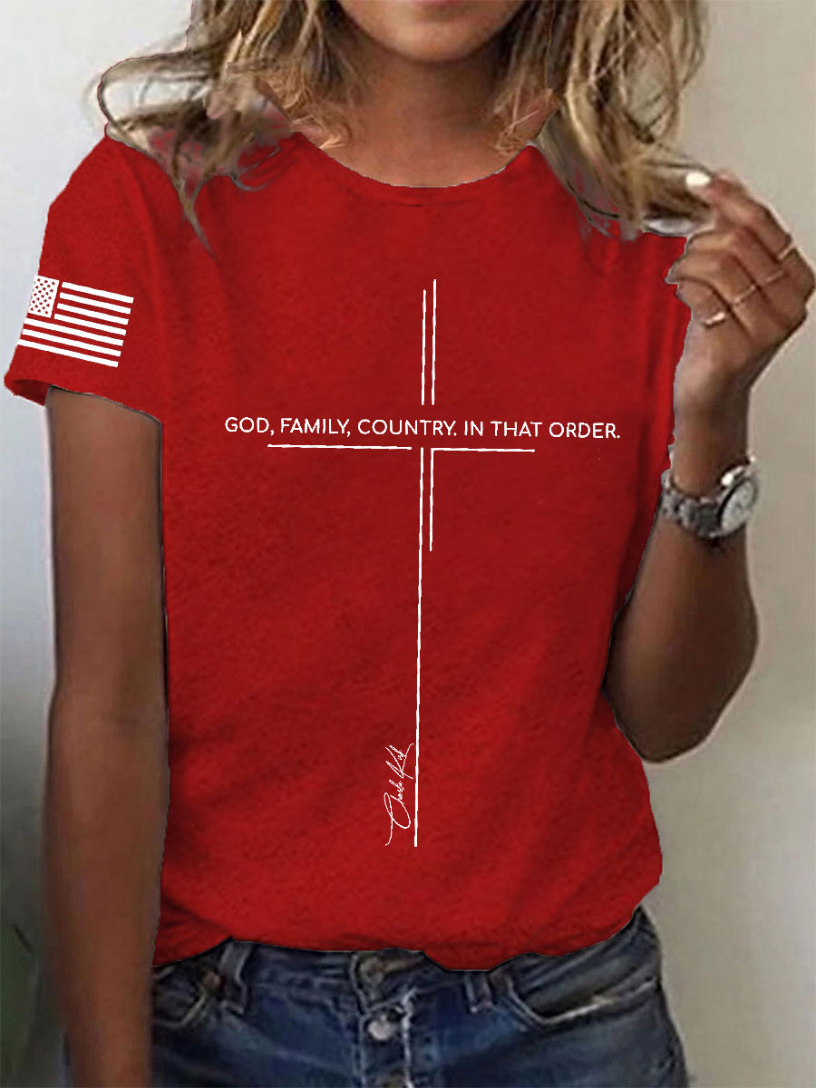 Women's God Family Country In That Order Short Sleeve T-Shirt